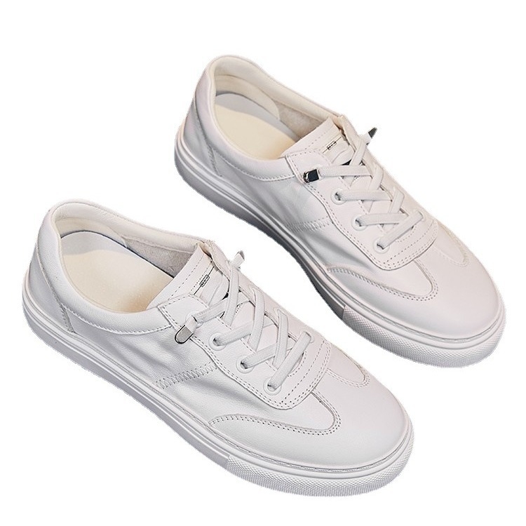 Дамски ежедневни обувки от естествена кожа, кръгъл нос, нисък ток 1–3 см, еластична лента, дишаща гумена подметка