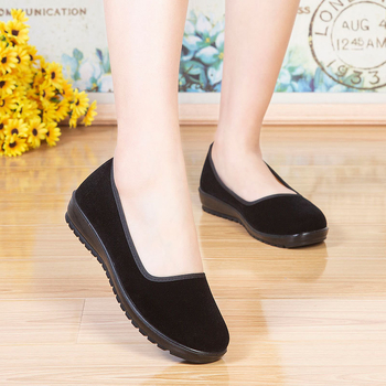 Pantofi femei din pânză - respirabili, partea superioară din bumbac, talpă din plastic, talpă interioară din materiale textile, toc mic 1-3 cm, purtare zilnică