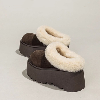 Botosei de zăpadă pentru femei, talpă groasă, vârf rotund, căptușeală de blană artificială, închidere laterală cu fermoar, toc 3-5 cm, iarnă 2025