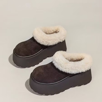 Botosei de zăpadă pentru femei, talpă groasă, vârf rotund, căptușeală de blană artificială, închidere laterală cu fermoar, toc 3-5 cm, iarnă 2025