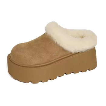 Botosei de zăpadă pentru femei, talpă groasă, vârf rotund, căptușeală de blană artificială, închidere laterală cu fermoar, toc 3-5 cm, iarnă 2025