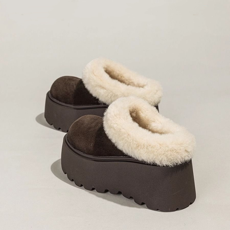 Botosei de zăpadă pentru femei, talpă groasă, vârf rotund, căptușeală de blană artificială, închidere laterală cu fermoar, toc 3-5 cm, iarnă 2025