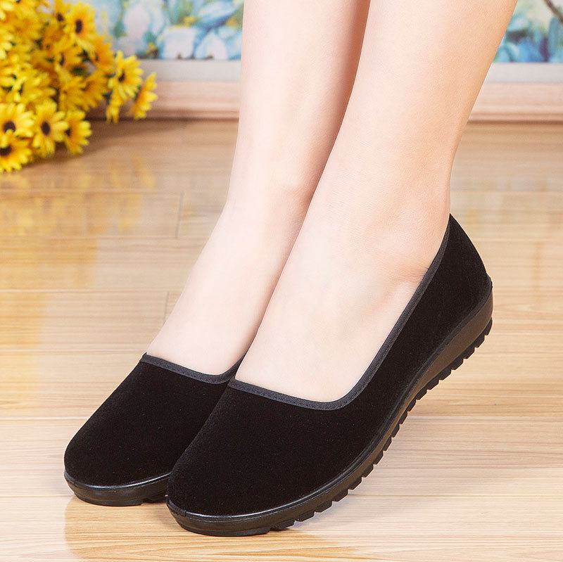 Pantofi din țesătură țesută manual, stil navetă, partea superioară din bumbac, talpă din plastic, toc mic 1–3 cm