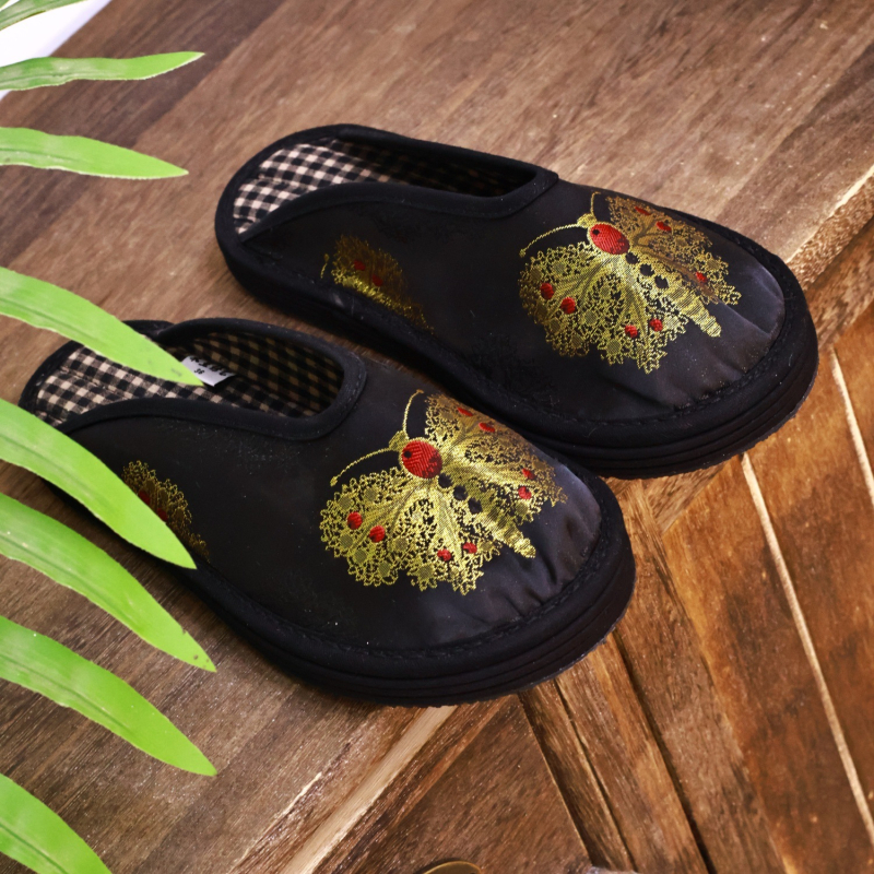 Pantofi din pânză cu stil etnic, partea superioară din bumbac, talpă cu mai multe straturi, închidere elastică, respirabili, unisex