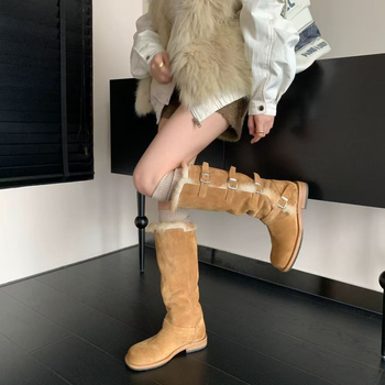 Cizme de zăpadă pentru femei - impermeabile, antiderapante, călduroase, din piele microfibră, căptușeală din lână