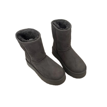 Cizme de zăpadă pentru femei, partea superioară din microfibră, căptușite cu fleece, talpă din cauciuc groasă, înălțime medie a gambelor