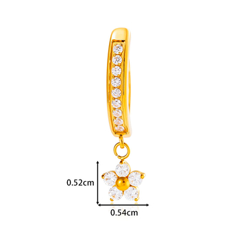 Bijuterii pentru buric – aliaj titan, zircon încrustat, pandantiv în formă de floare, cod T2533-3