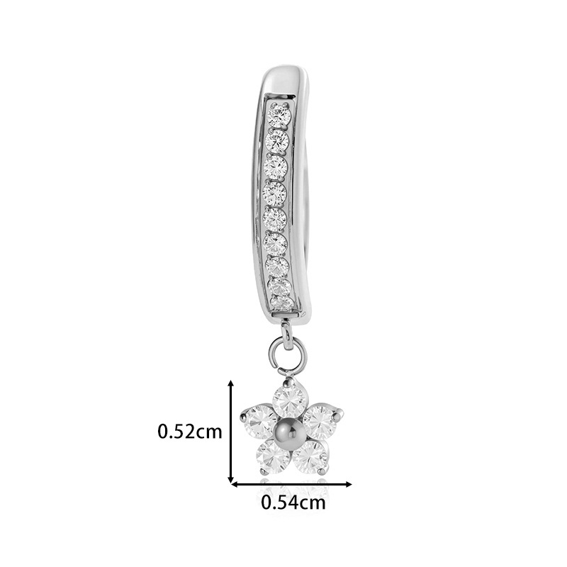 Bijuterii pentru buric – aliaj titan, zircon încrustat, pandantiv în formă de floare, cod T2533-3