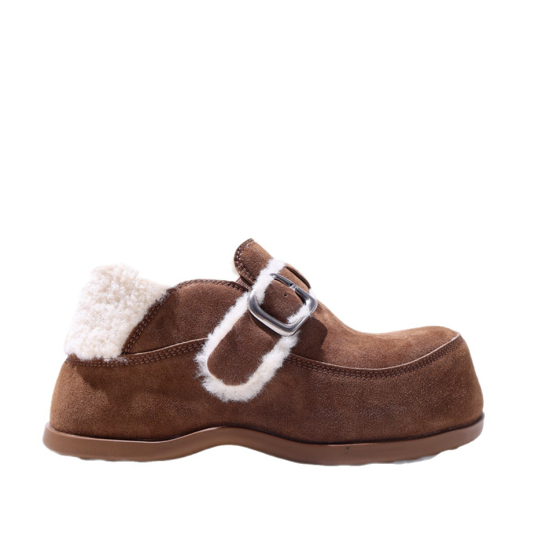 Ghete de zăpadă pentru femei, din piele naturală, căptușite cu lână, cu platformă, iarnă 2025, talpă groasă, talpă din cauciuc