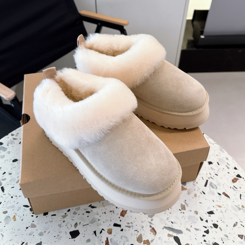 Снежни ботуши с дебела подметка, вълнена подплата и изкуствен пух, набук от кравешка кожа, платформа, Зима 2025