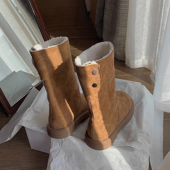 Cizme martini pentru femei din velur, căptușeală din bumbac, talpă din cauciuc, slip-on, înălțimea șaft-ului scurtă până la gleznă medie