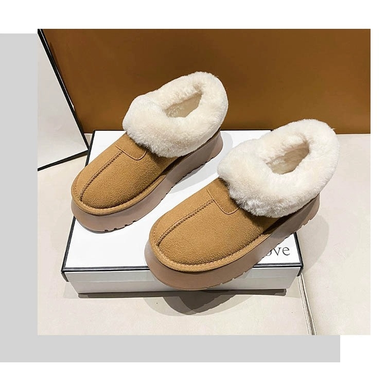 Дамски зимни пухени ботуши за сняг с PU горна част, гумена подметка, 3–5 cm височина на тока, изкуствена пухена подплата