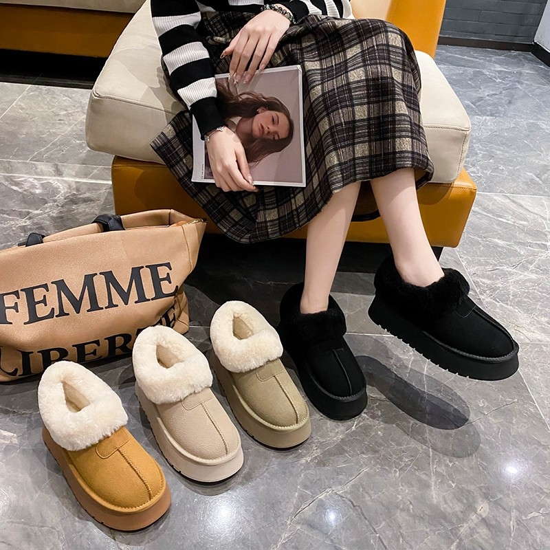 Botine scurte de iarnă pentru femei, căptușite cu blană, partea superioară din PU, talpă din cauciuc, înălțime a tocului 3–5 cm, căptușeală din blană artificială