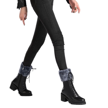 Cizme de zăpadă pentru femei, impermeabile, antiderapante, căptușite cu lână, înalte, fermoar lateral