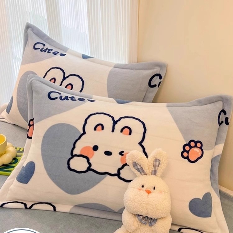 Set de 2 fețe de pernă din catifea lapte, țesătură twill, vopsire reactiva, fibră sintetică