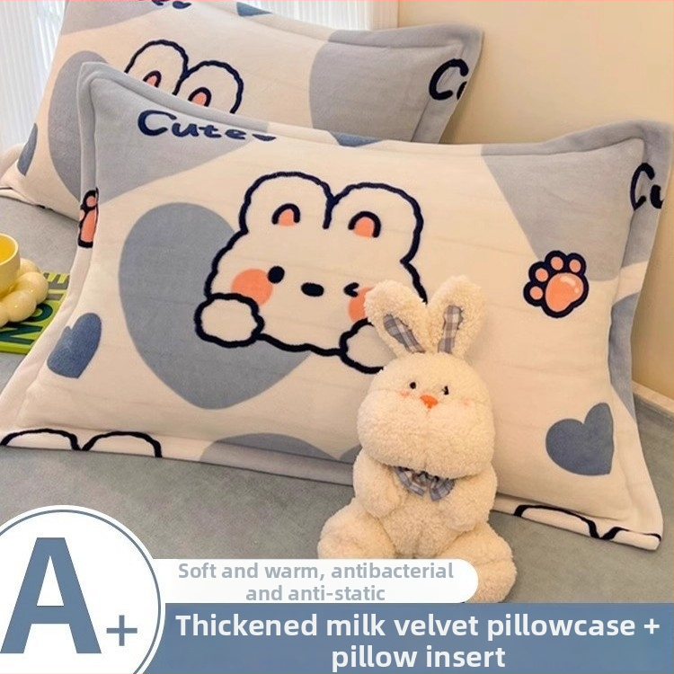 Set de 2 fețe de pernă din catifea lapte, țesătură twill, vopsire reactiva, fibră sintetică