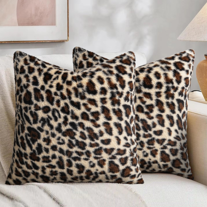 Husă pentru pernă decorativă, imprimeu leopard, poliester, stil american, XWL