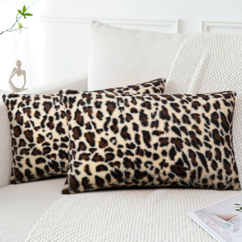 Husă pentru pernă decorativă, imprimeu leopard, poliester, stil american, XWL