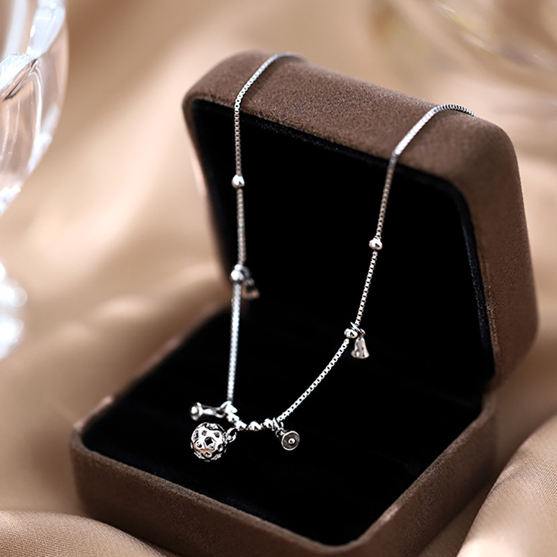 Brățară de gleznă din cupru cu clopot, stil antic, design geometric, personalizare disponibilă