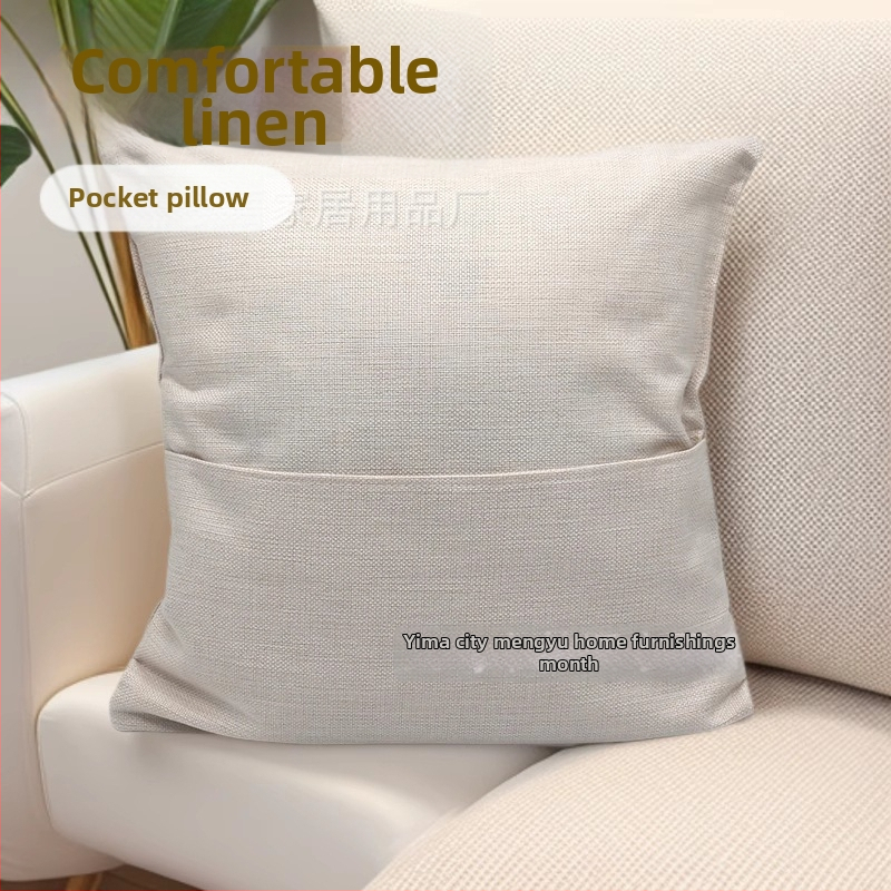 Калъф за възглавница: памук и лен; термален трансфер върху празен калъф; персонализируем; модел без принт; слепено тъкане; модерен минималистичен стил