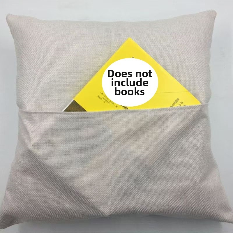 Husă de pernă din bumbac și in, pentru transfer termic, personalizabilă, model fără imprimeu, țesătură îmbinată, stil modern minimalist