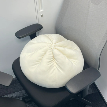 Strength factory Bun Pillow – Pernă plușată în formă de chiflă, husă din velur Crystal, umplutură PP cotton, model solid, țesut, stil simplu și modern