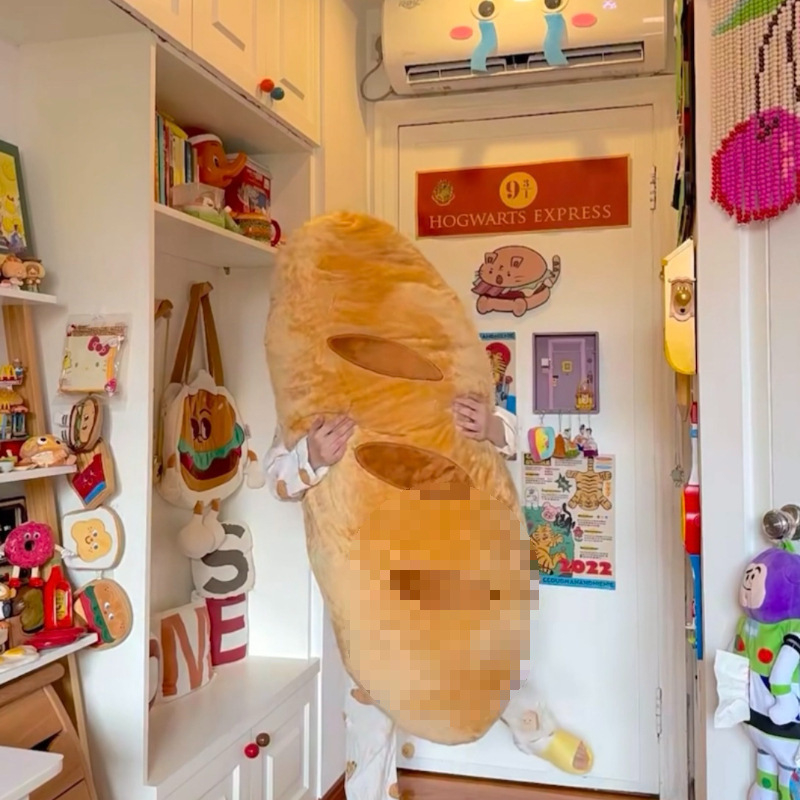 Pernă baghetă din pluș - pernă lungă, stil desen animat, cu umplutură PP cotton, pentru somn, lângă pat, canapea, decor pentru cămin