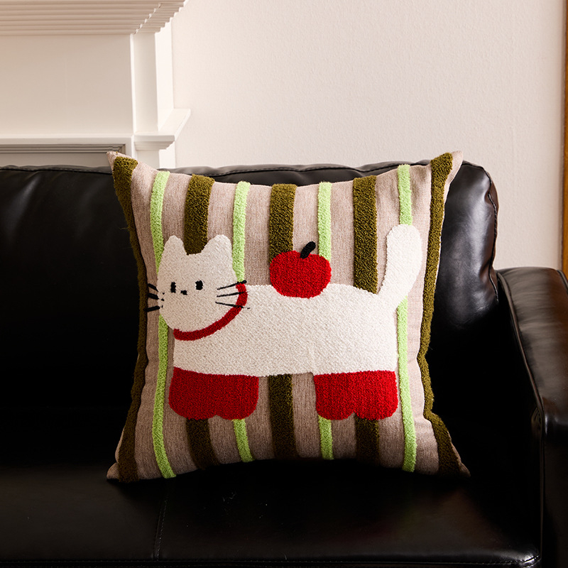 Perna cu pisicuță desen animat – pernă pătrată, cu două fețe, umplutură PP bumbac și husă din material amestecat