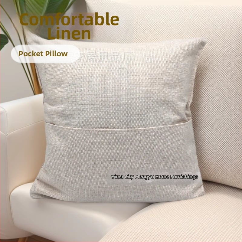 Калъф за възглавница от памучно-ленена материя, с възможност за персонализиране, модерен минималистичен стил, напълнител PP памук