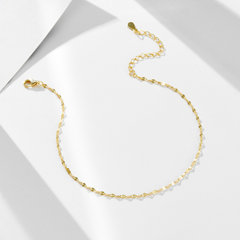 Glezna cu lanț tip plăcuțe, argint sterling placat cu aur 14K, design geometric feminin, cu pietre încrustate