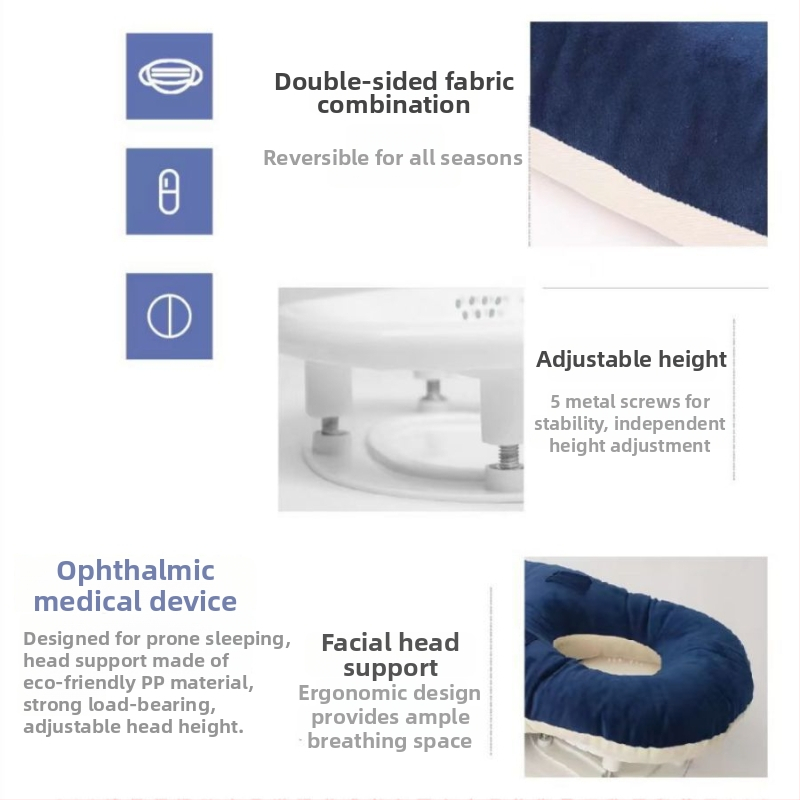 Pernă de dormit oftalmologică pentru poziție cu fața în jos după vitrectomie — husă din bumbac, umplutură PP bumbac, personalizabilă, culoare uni, stil modern