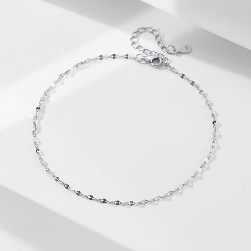 Peishang brățară de gleznă din argint, lanț cu plăci geometrice și inserții de pietre, 0.89 g, KA0039