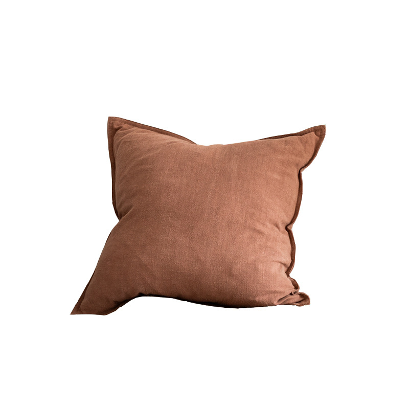 Husă de pernă din bumbac și in, culoare solidă, cu ciucuri, stil desene animate (material: bumbac și in; model: solid)