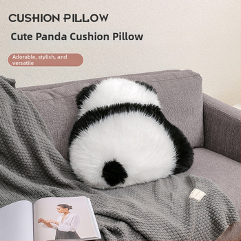 Husă pentru pernă - panda din pluș, siluetă pe spate, stil desen INS, model 60682086, țesătură prin îmbinare, umplutură PP bumbac, personalizabil