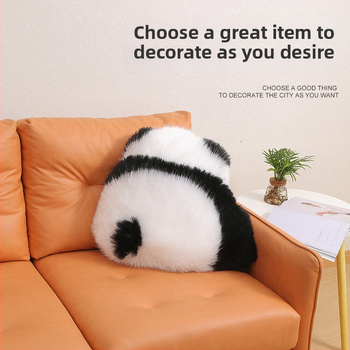 Husă pentru pernă - panda din pluș, siluetă pe spate, stil desen INS, model 60682086, țesătură prin îmbinare, umplutură PP bumbac, personalizabil