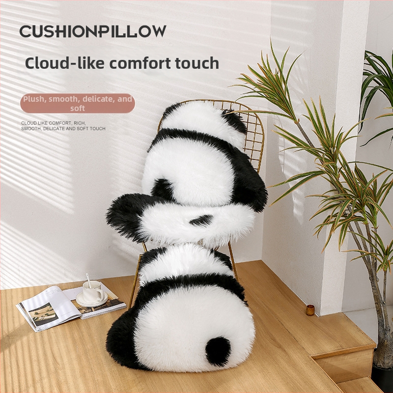 Perne cu husă plușată și siluetă panda pe spate, pernă drăguță pentru noptiere/canapea, stil INS. Specificații: Material husă: pluș; Umplutură: PP bumbac; Model: 60682086; Tehnică cusut: splicing; Stil: desen animat/INS