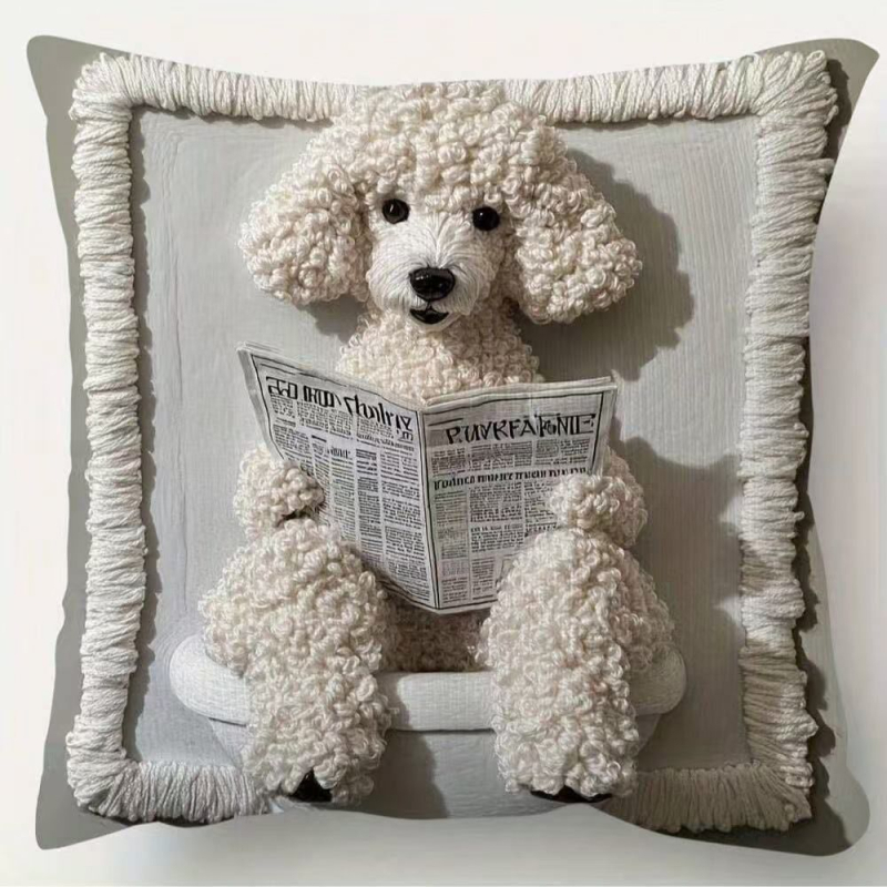 Husă de pernă pluș cu model de animale drăguțe, imprimare digitală, umplutură PP din bumbac