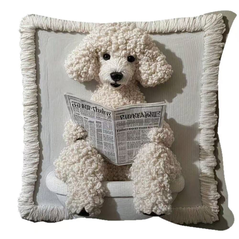 Husă de pernă pluș cu model de animale drăguțe, imprimare digitală, umplutură PP din bumbac