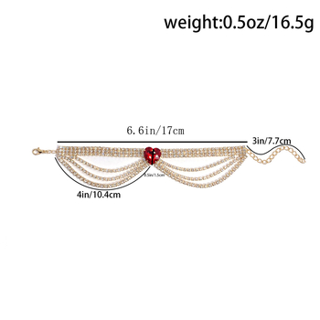 Brățară de gleznă cu ciucuri dublu strat și cristale placate cu aur Crystal Flash