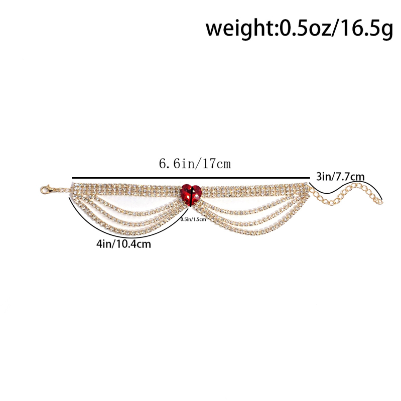 Brățară de gleznă cu ciucuri dublu strat și cristale placate cu aur Crystal Flash