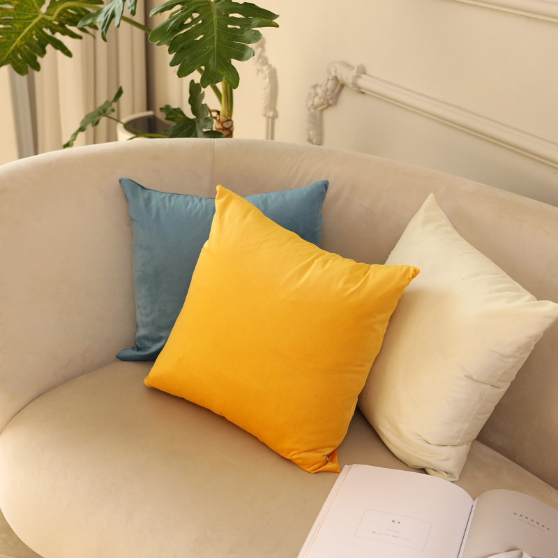 Pernă pentru canapea, husă din velur pluș, umplutură PP bumbac, model solid, stil modern minimalist