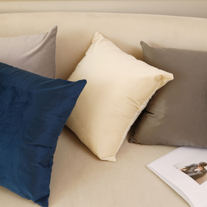 Pernă pentru canapea, husă din velur pluș, umplutură PP bumbac, model solid, stil modern minimalist