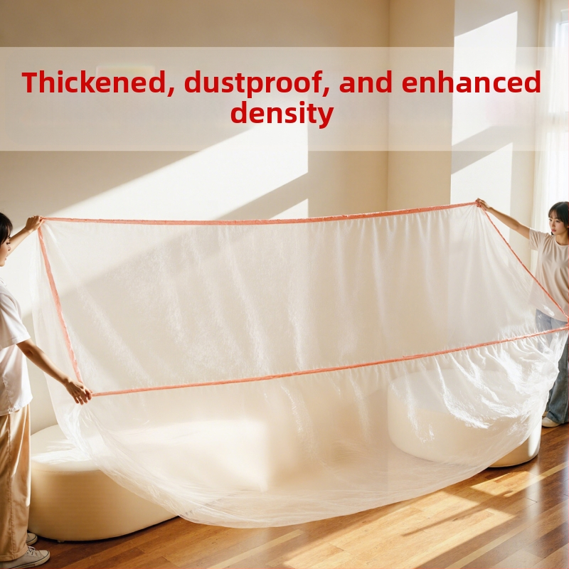 Husă de praf pentru canapea, de unică folosință – dreptunghiulară, transparentă din polietilenă, deschidere elastică, personalizabilă