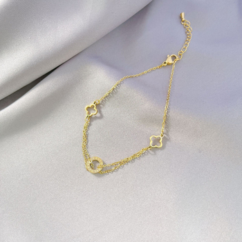 Brăţară de gleznă cu trifoi gol, design simplu pentru femei, oţel de titan, stil floral, primăvara 2022