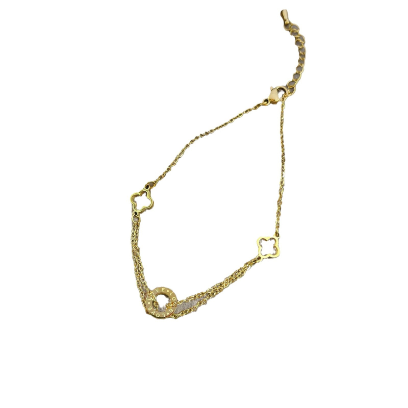 Brăţară de gleznă cu trifoi gol, design simplu pentru femei, oţel de titan, stil floral, primăvara 2022