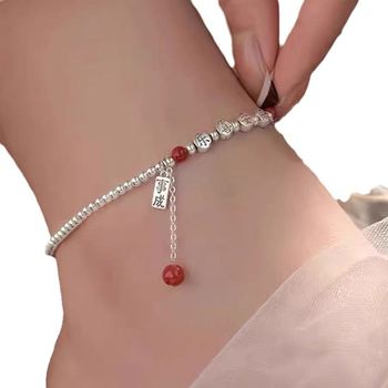 Brățară de gleznă retro pentru femei, din cupru, design cu litere/numere