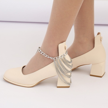 Brățară de gleznă cu ciucuri multistrat, accesoriu geometric metalic pentru femei, model JL07, Yiwu, personalizare disponibilă