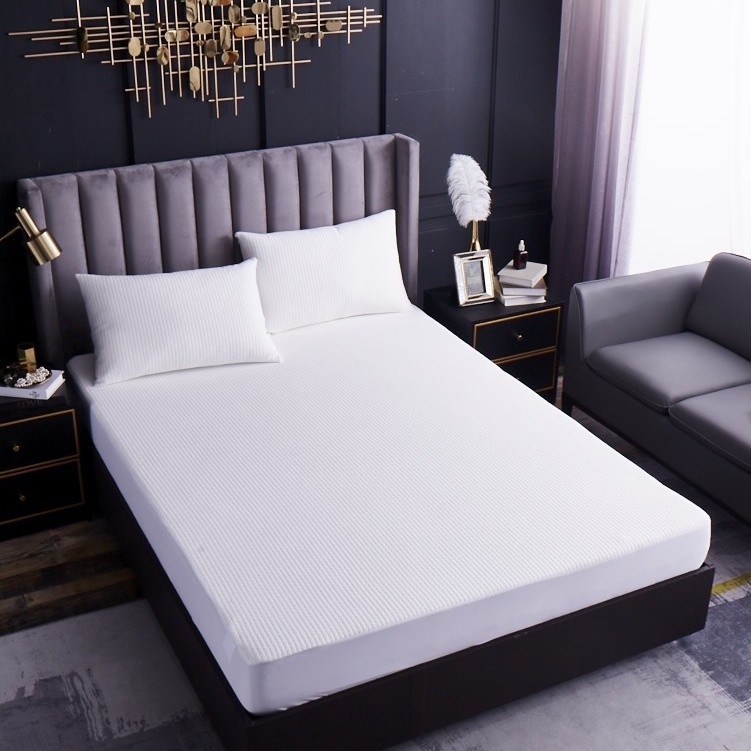 Protector pentru saltea, din fibre de bambus, impermeabil, dintr-o bucată, cu strat de aer, lavabil la mașină