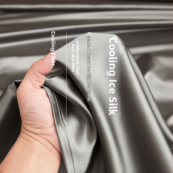 Set de lenjerie de pat din Ice Silk / Viskoză, Culoare Solidă, Țesătură Twill, Vopsire Tie-Dye, Trei Piese, Lavabil la Mașină