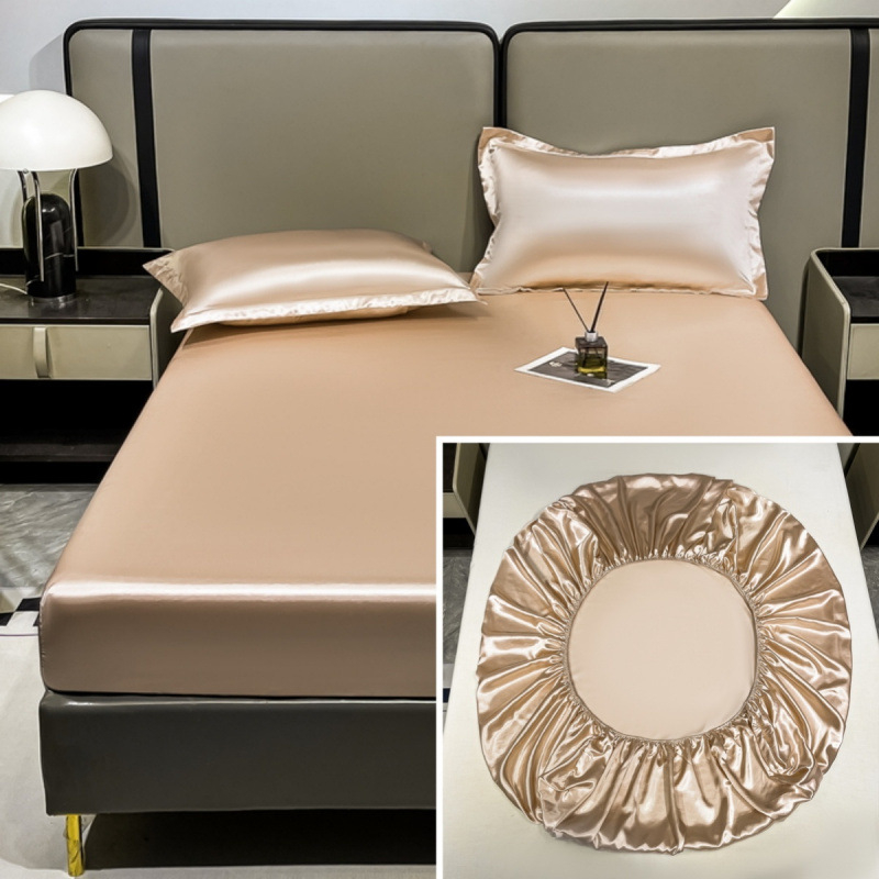 Set de lenjerie de pat din Ice Silk / Viskoză, Culoare Solidă, Țesătură Twill, Vopsire Tie-Dye, Trei Piese, Lavabil la Mașină